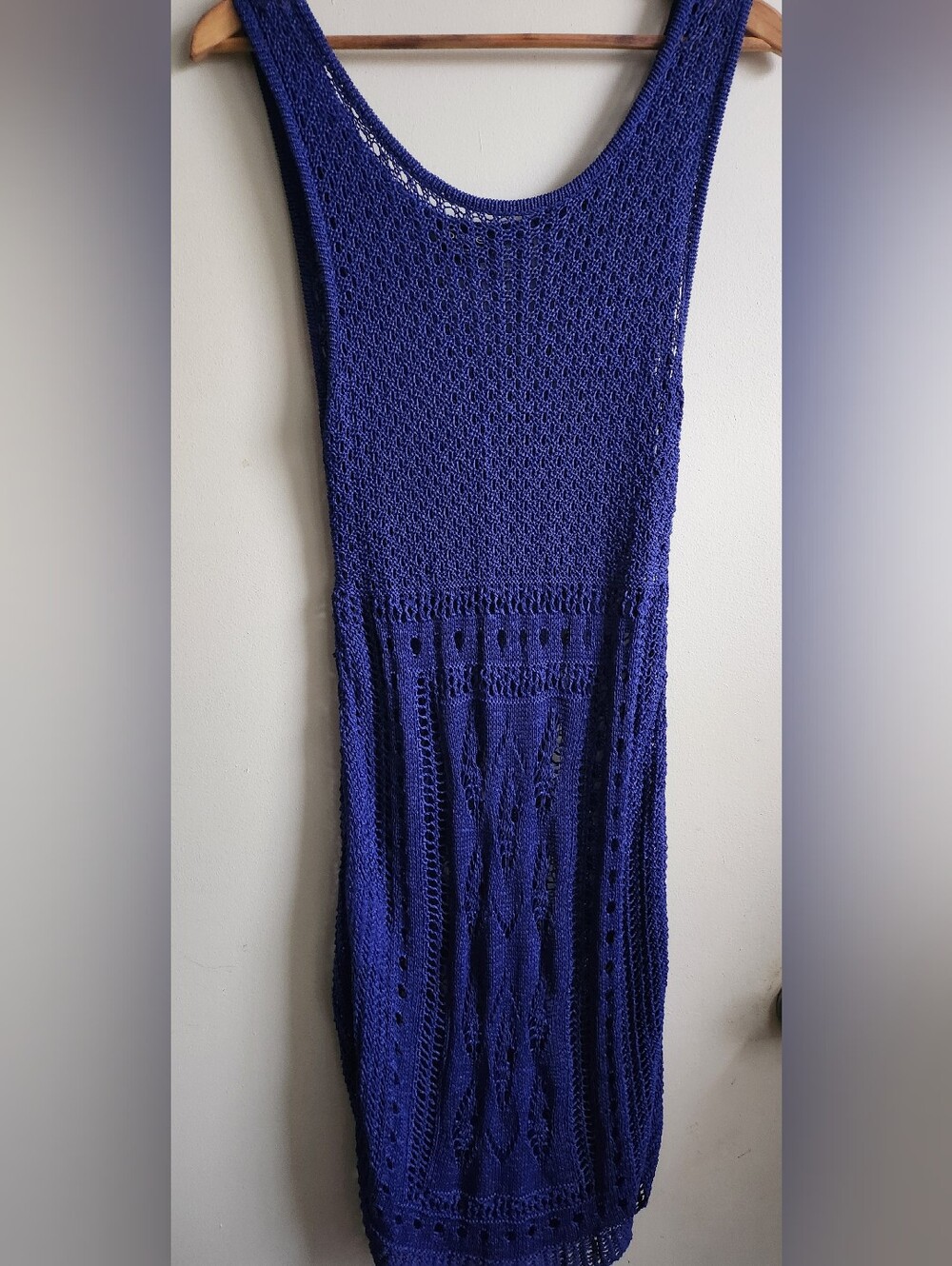 bebe Royal Blue Crochet Midi Tank Dress